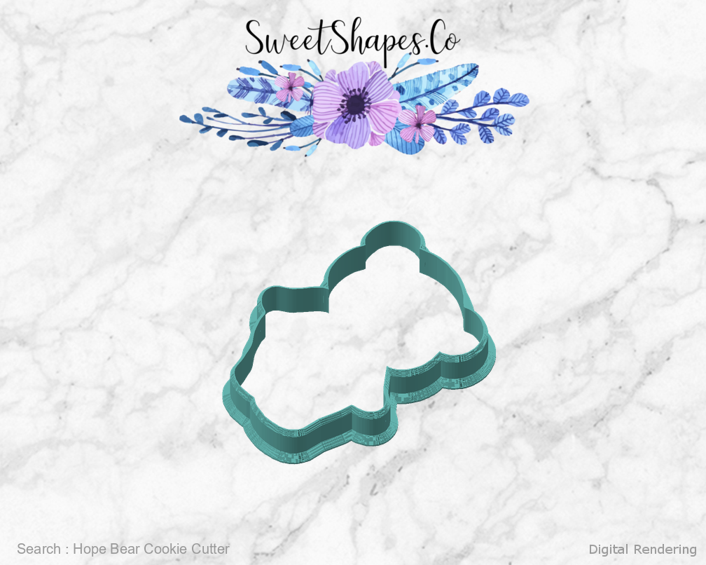 Hope Bear Cookie Cutter — angled front view