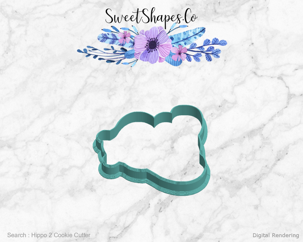 Hippo 2 Cookie Cutter — left view