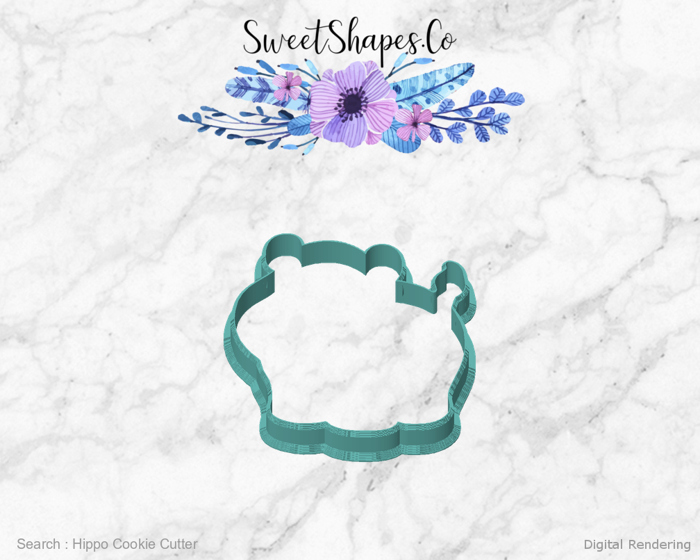 Hippo Cookie Cutter — front view