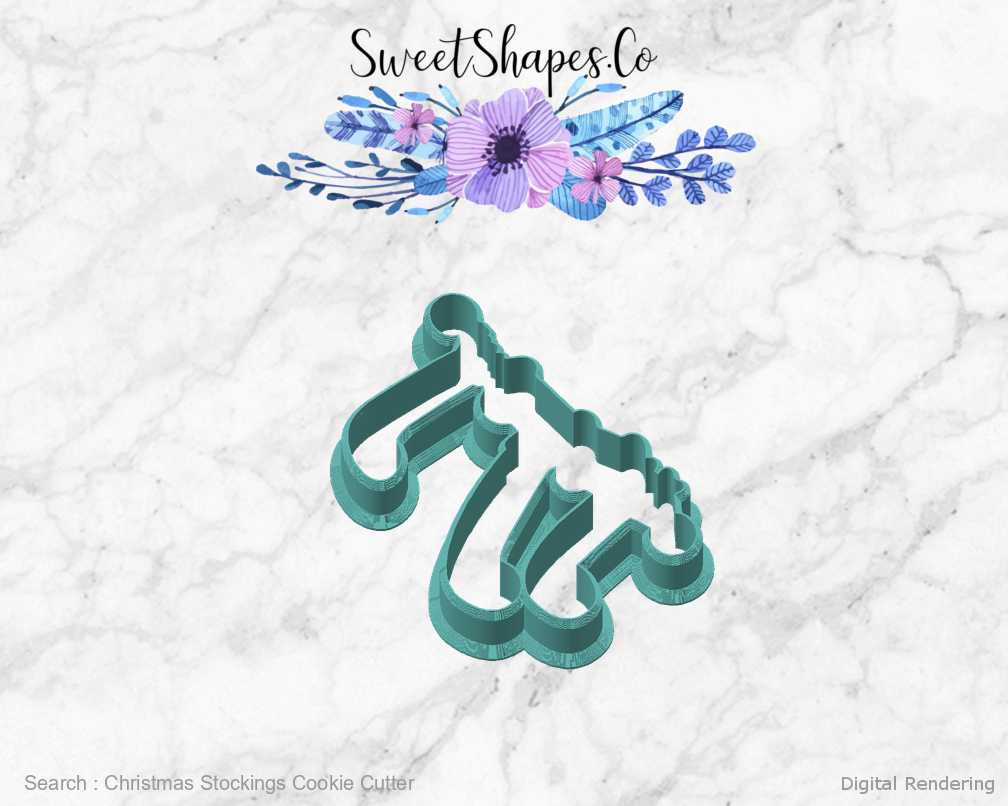 Christmas Stockings Cookie Cutter — angled front view
