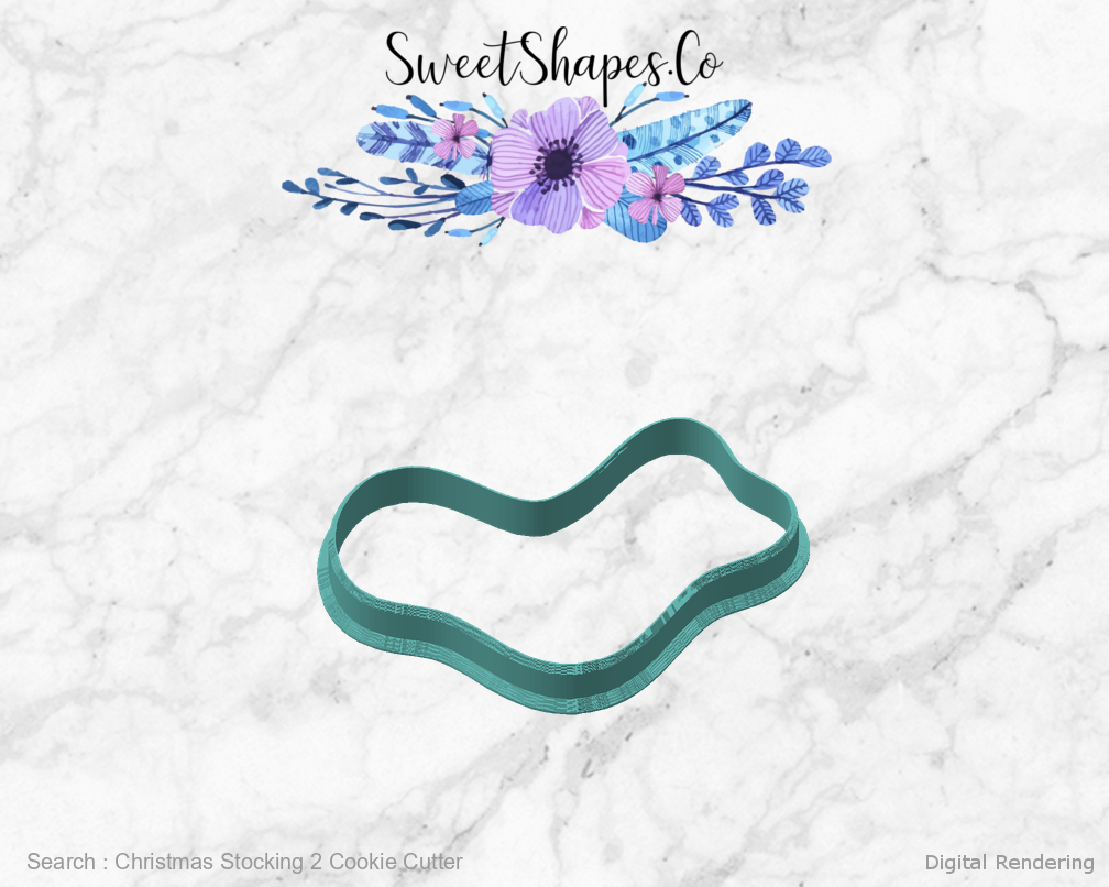 Christmas Stocking 2 Cookie Cutter — angled front view