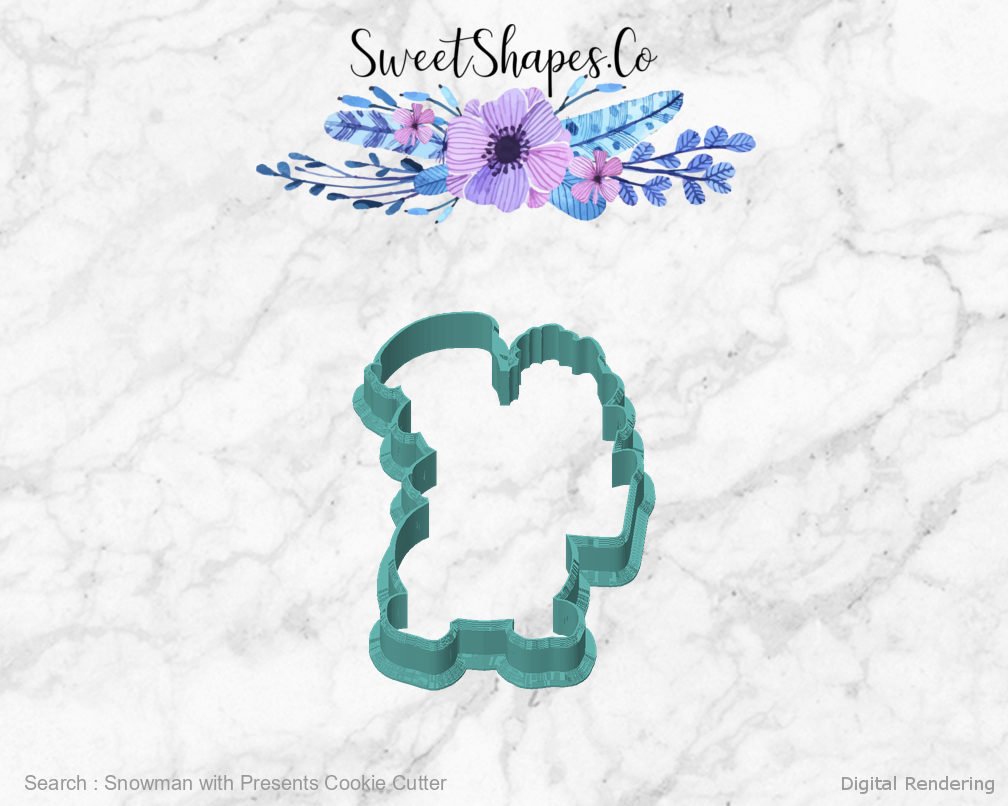 Snowman with Presents Cookie Cutter — front view