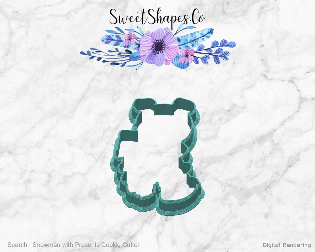 Snowman with Presents Cookie Cutter — back view