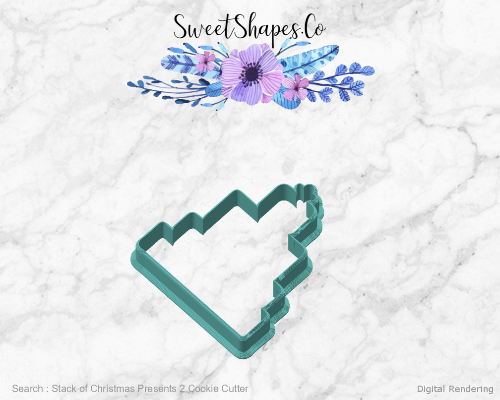 Stack of Christmas Presents 2 Cookie Cutter — angled front view
