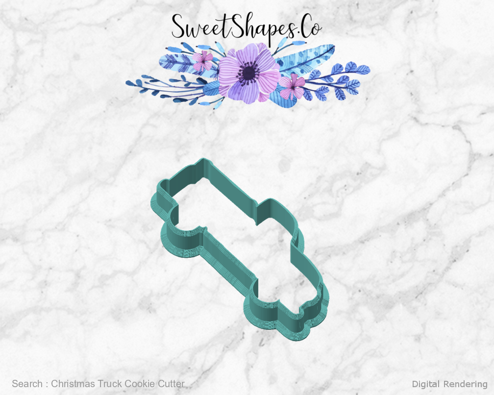 Christmas Truck Cookie Cutter — angled front view