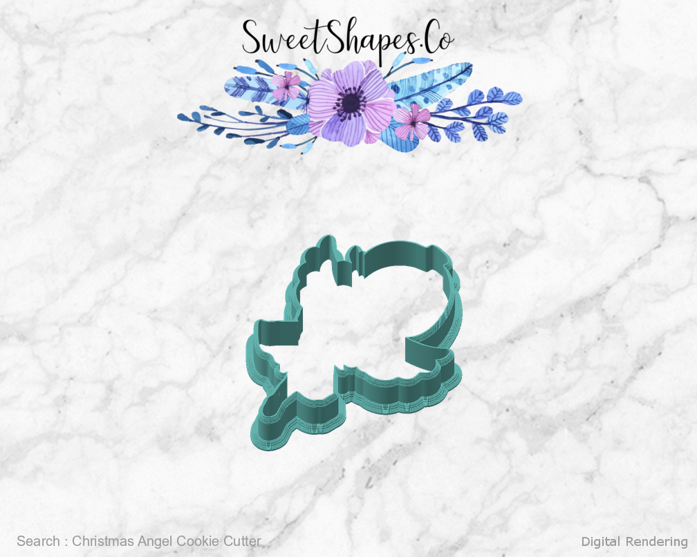 Christmas Angel Cookie Cutter — angled front view