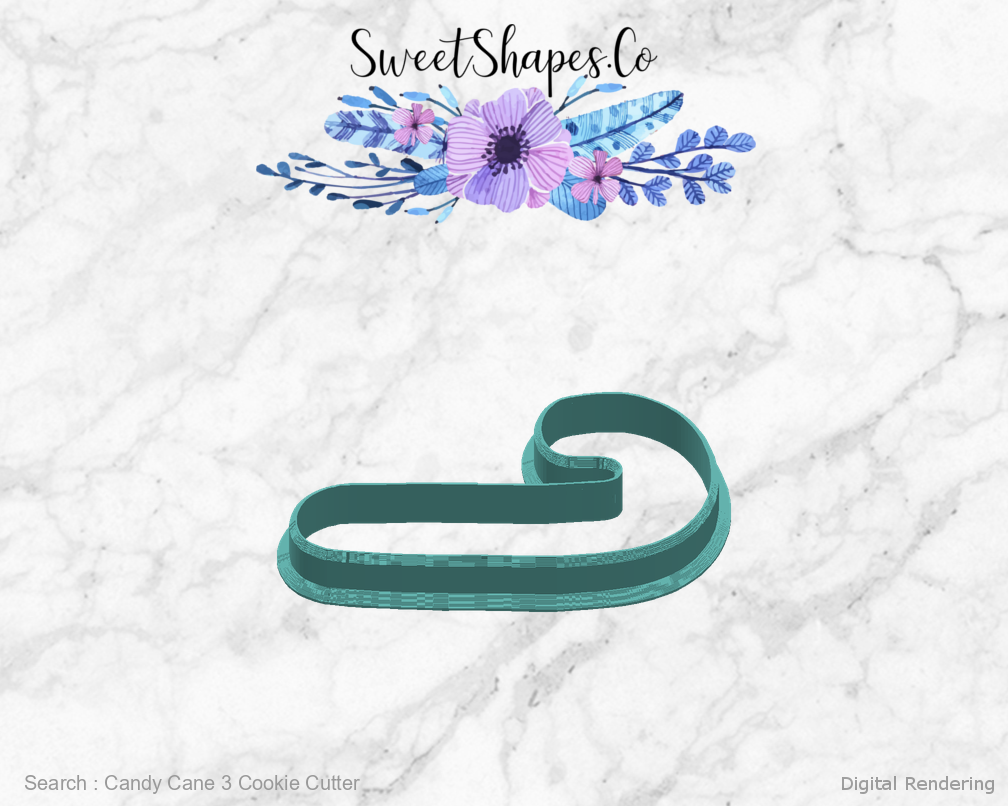 Candy Cane 3 Cookie Cutter — right view