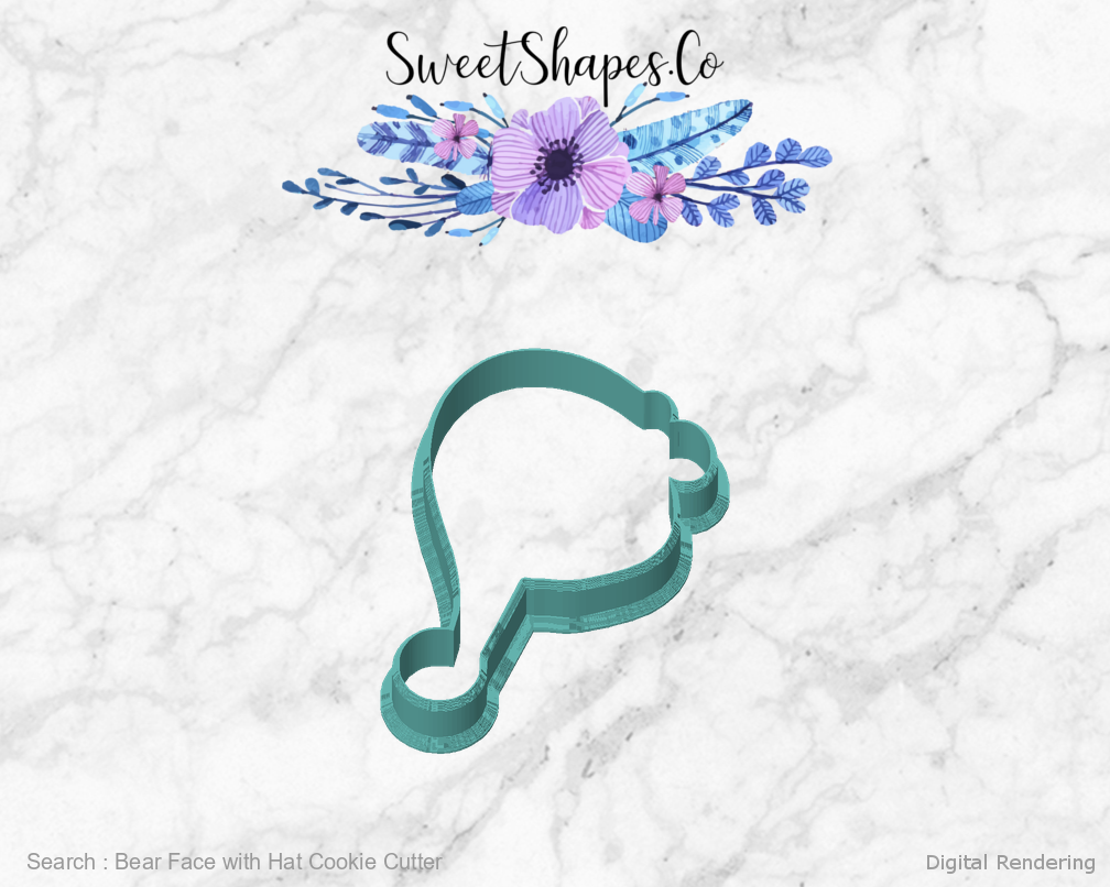 Bear Face with Hat Cookie Cutter — front view