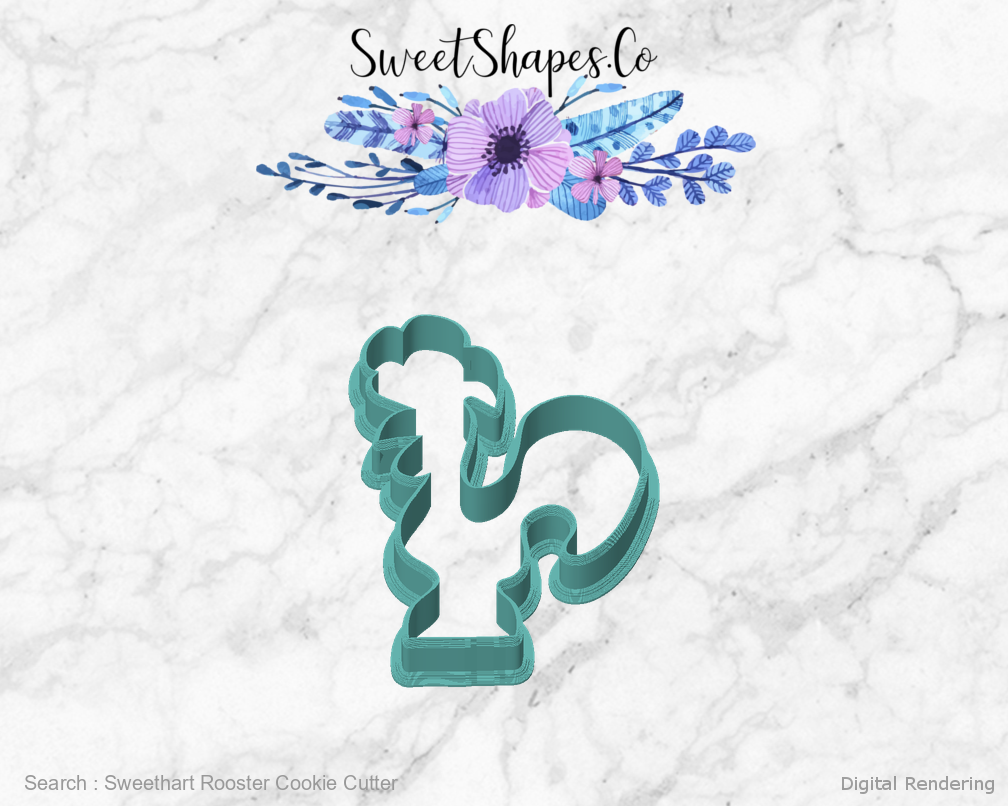 Sweethart Rooster Cookie Cutter — front view