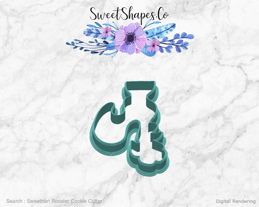 Sweethart Rooster Cookie Cutter — back view