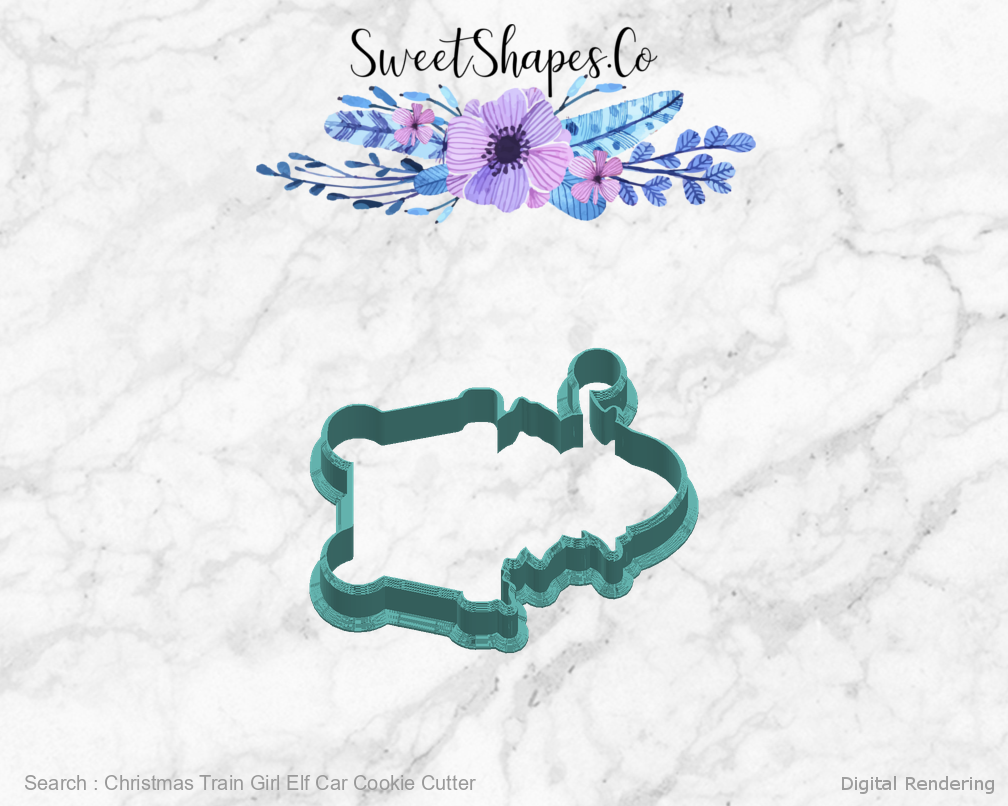 Christmas Train Girl Elf Car Cookie Cutter — right view