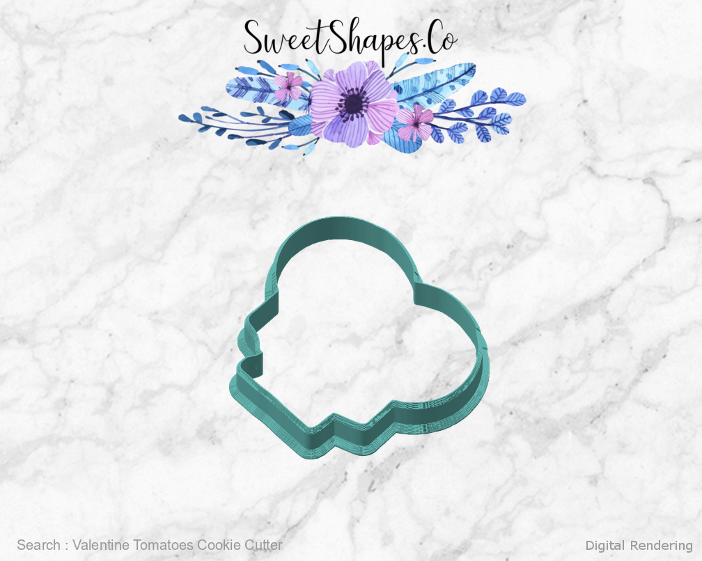 Valentine Tomatoes Cookie Cutter — angled front view