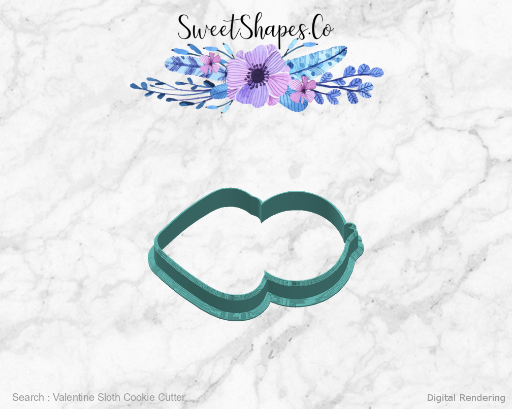 Valentine Sloth Cookie Cutter — right view