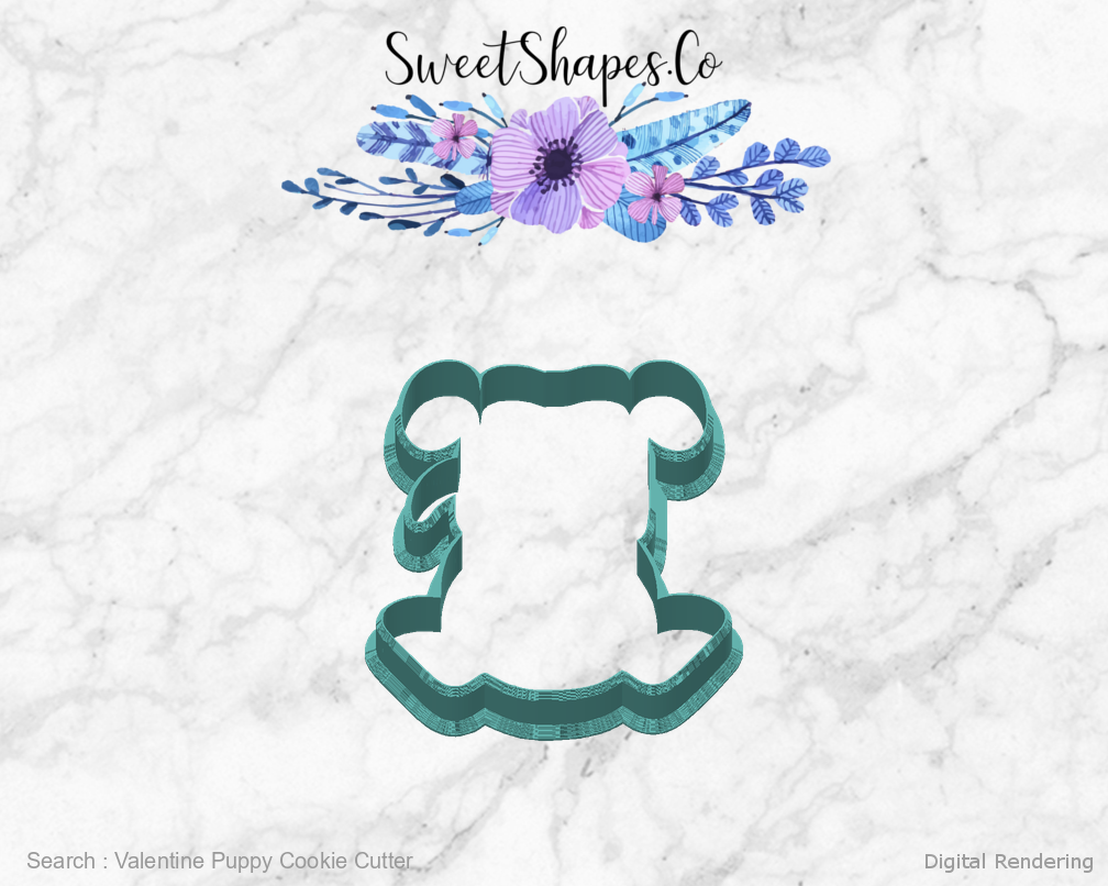 Valentine Puppy Cookie Cutter — back view
