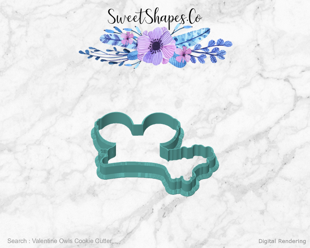 Valentine Owls Cookie Cutter — front view