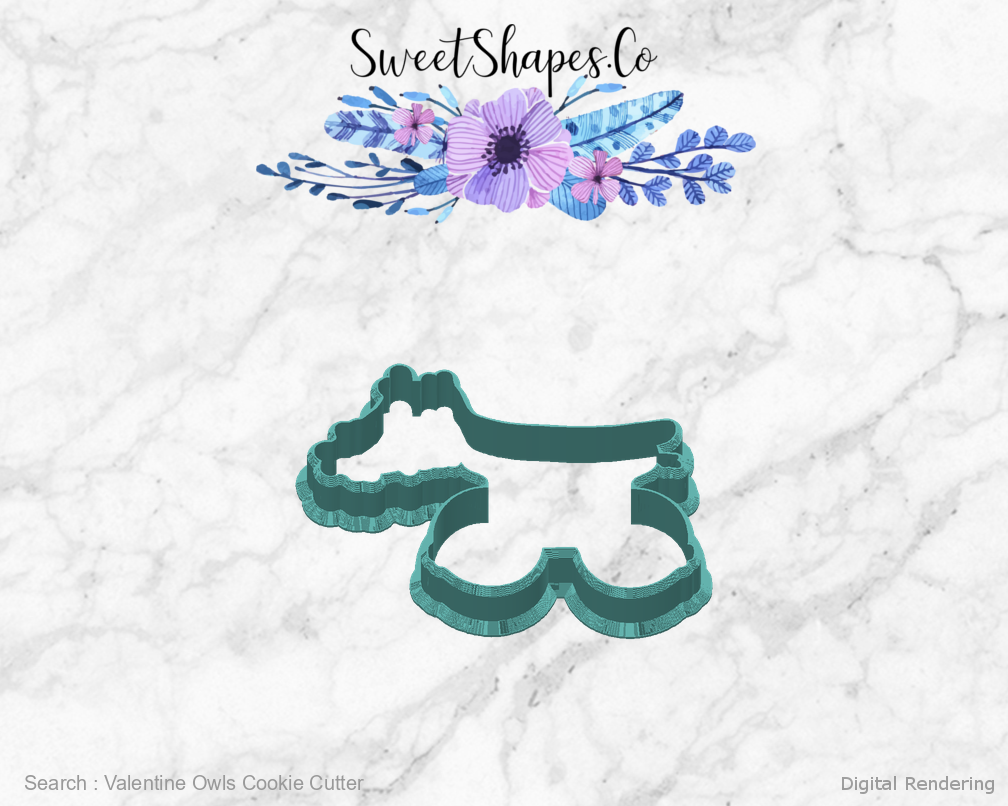 Valentine Owls Cookie Cutter — back view