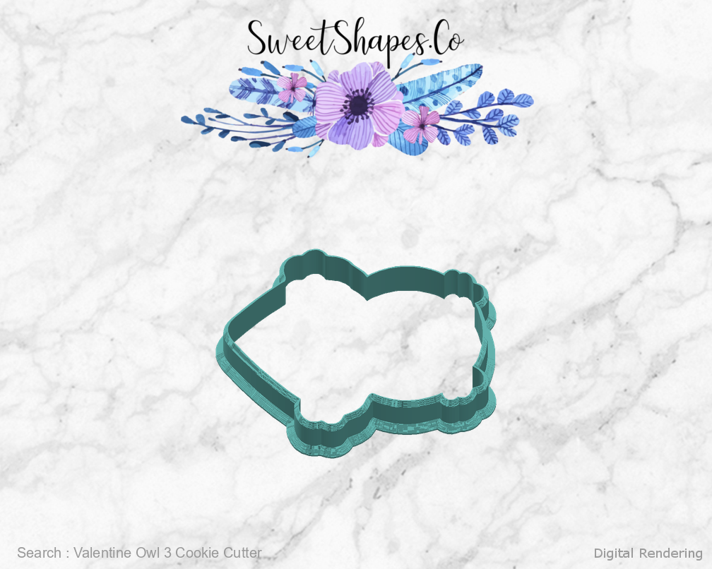 Valentine Owl 3 Cookie Cutter — right view