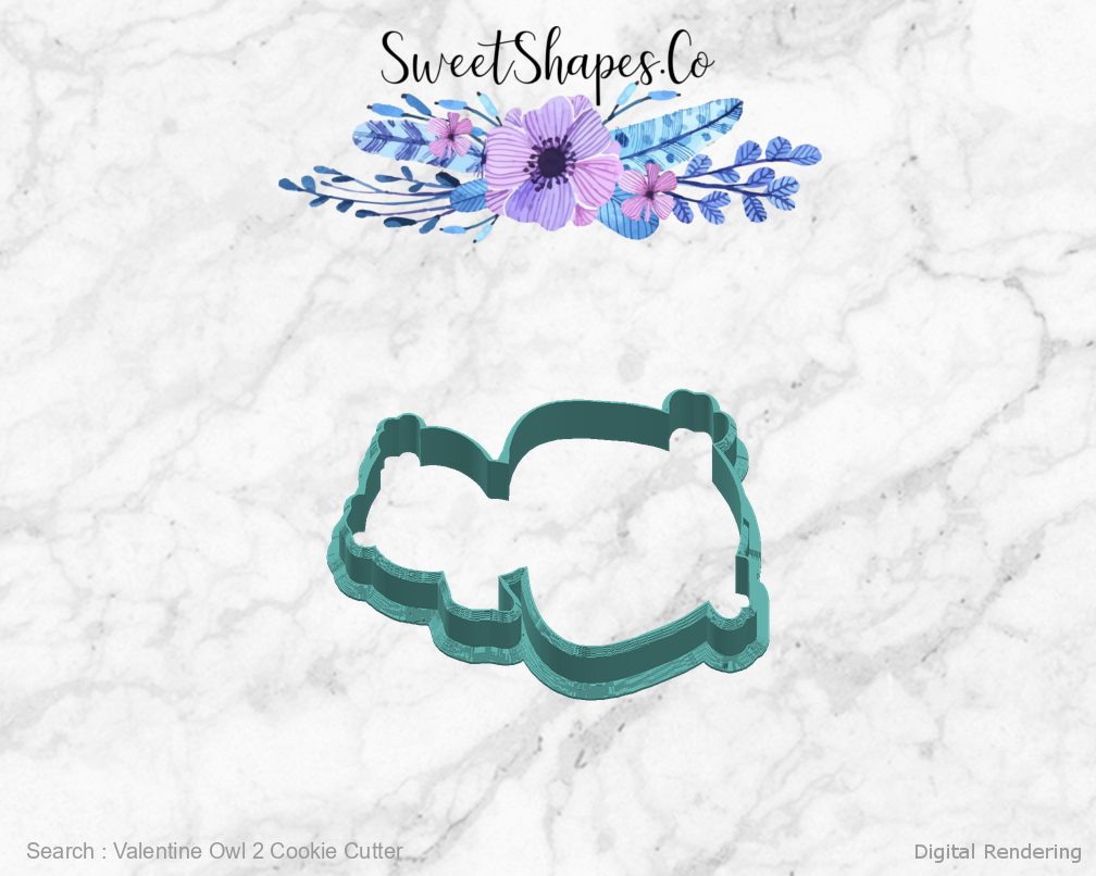 Valentine Owl 2 Cookie Cutter — right view