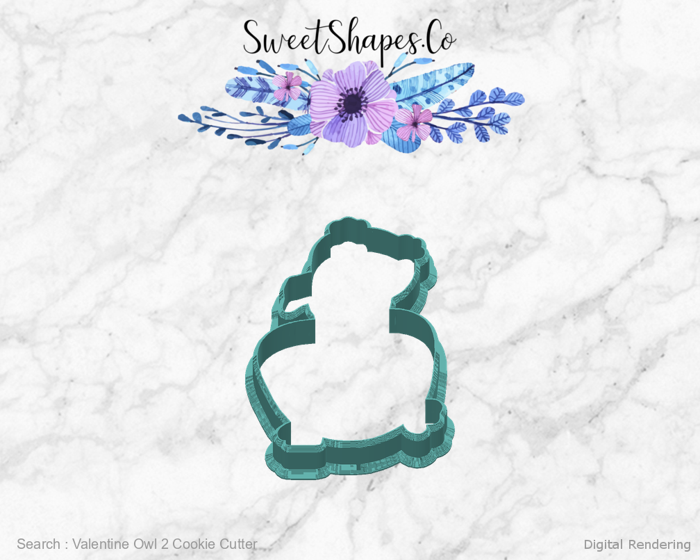 Valentine Owl 2 Cookie Cutter — back view