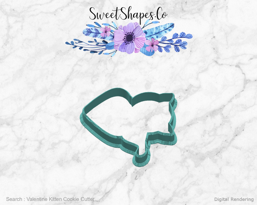 Valentine Kitten Cookie Cutter — right view