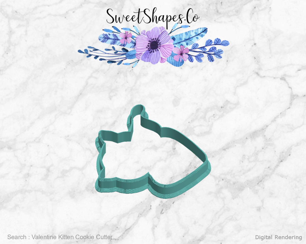 Valentine Kitten Cookie Cutter — left view