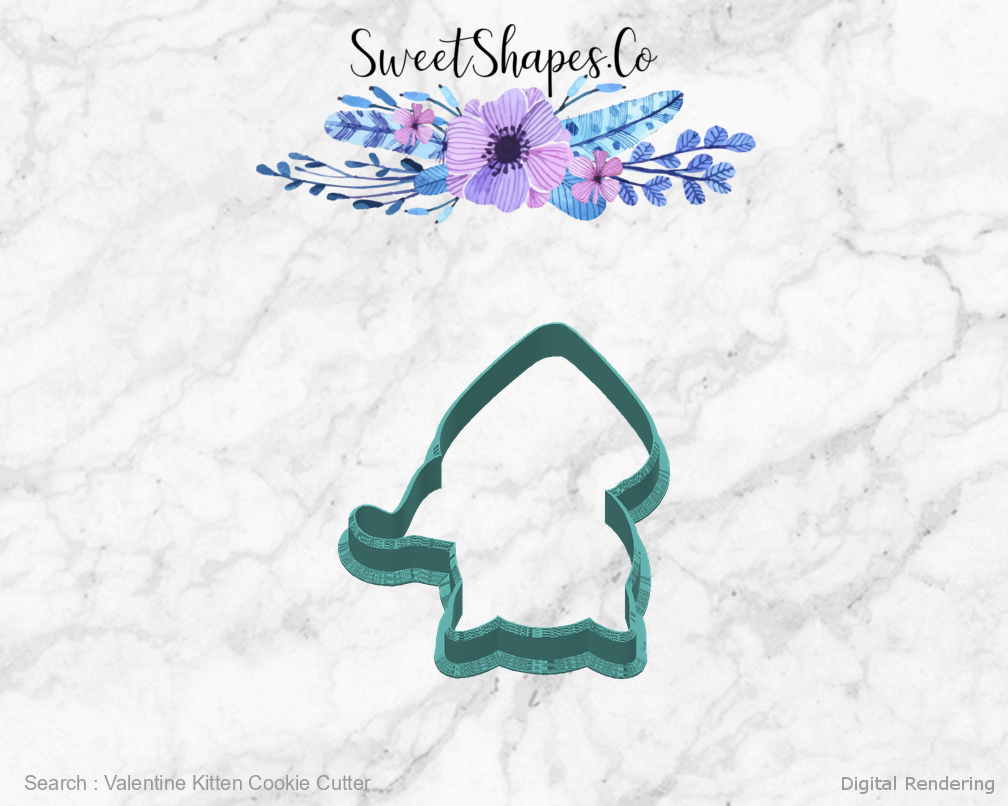 Valentine Kitten Cookie Cutter — back view