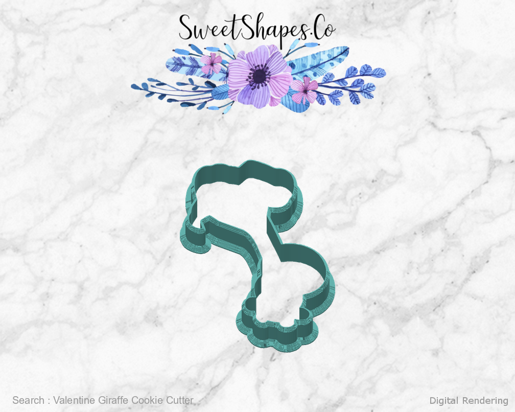 Valentine Giraffe Cookie Cutter — back view