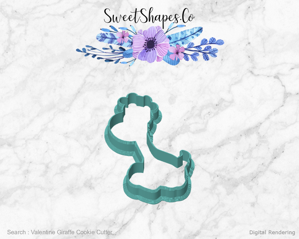 Valentine Giraffe Cookie Cutter — front view
