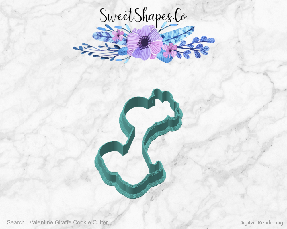 Valentine Giraffe Cookie Cutter — angled front view