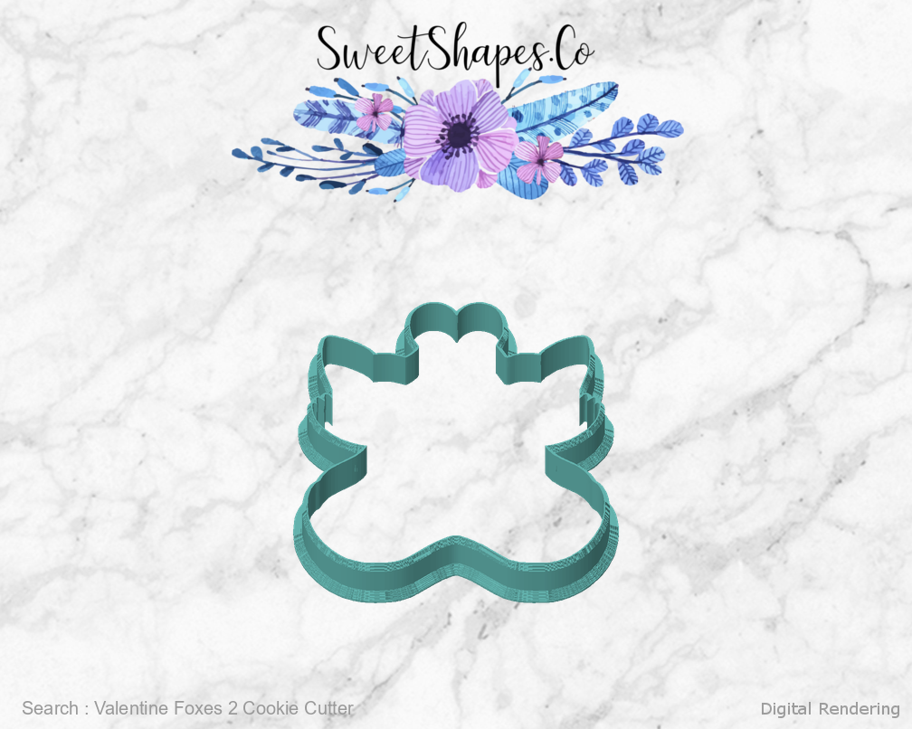 Valentine Foxes 2 Cookie Cutter — front view