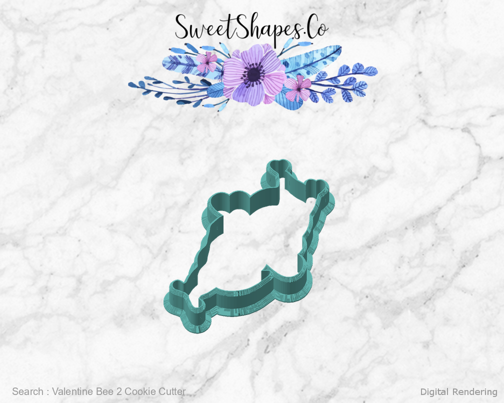 Valentine Bee 2 Cookie Cutter — angled front view