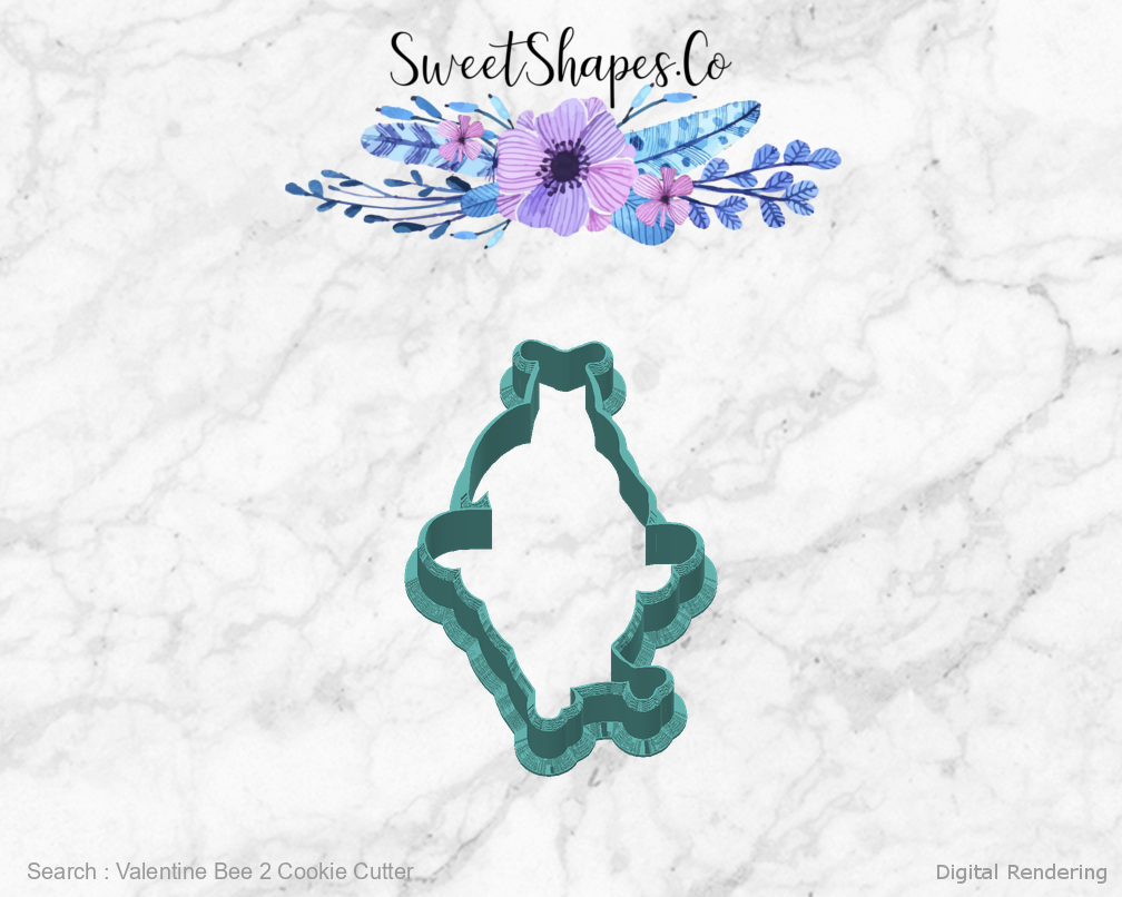 Valentine Bee 2 Cookie Cutter — back view