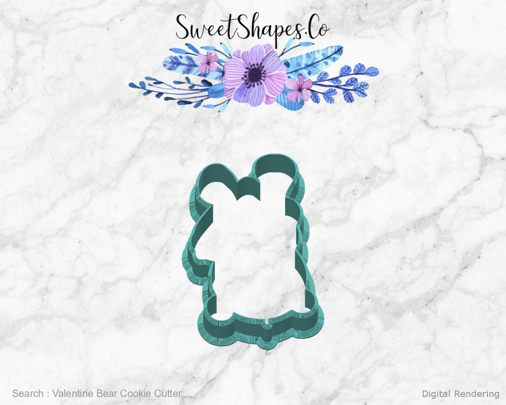 Valentine Bear Cookie Cutter — back view