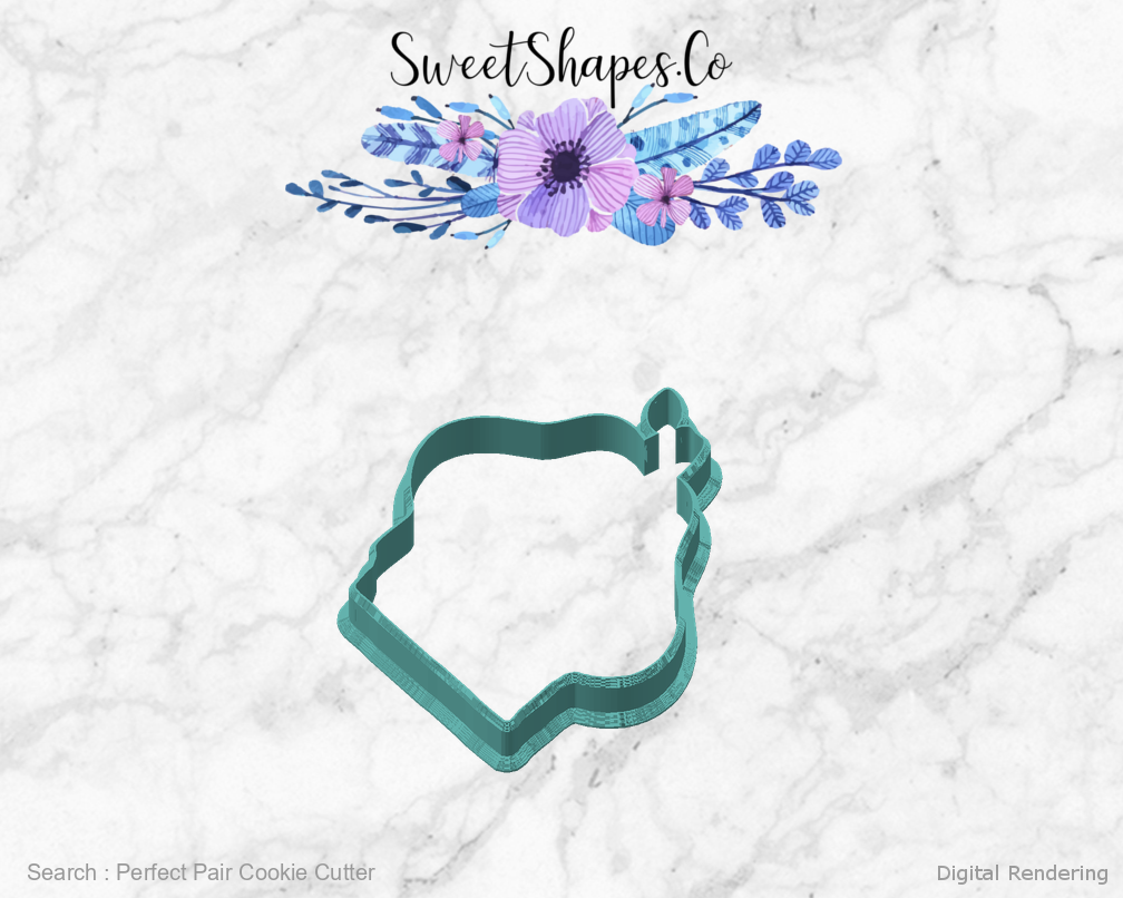 Perfect Pair Cookie Cutter — angled front view