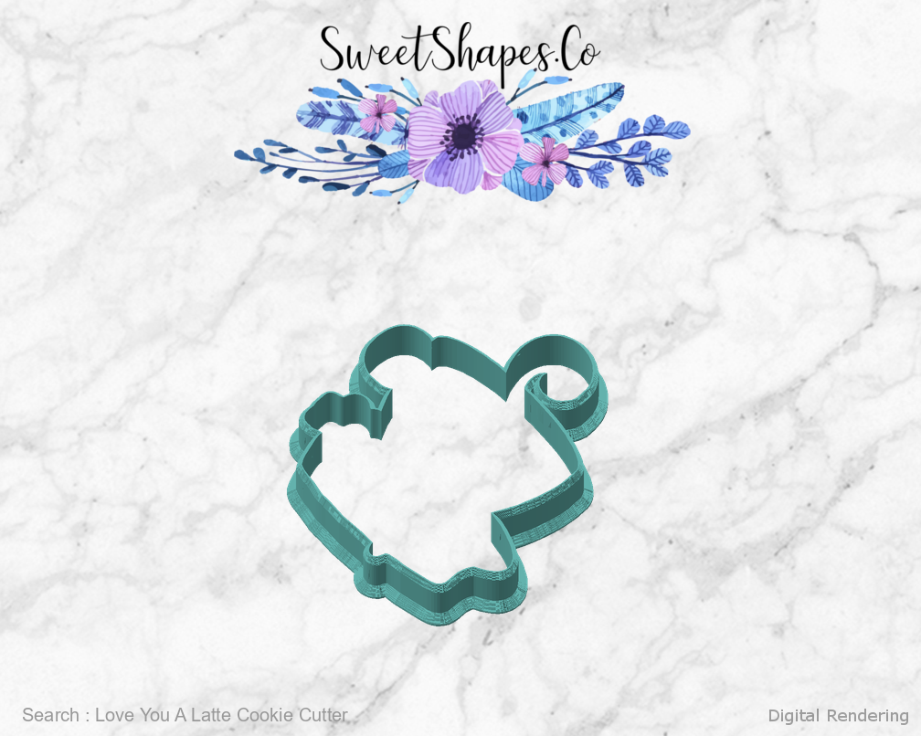 Love You A Latte Cookie Cutter — angled front view