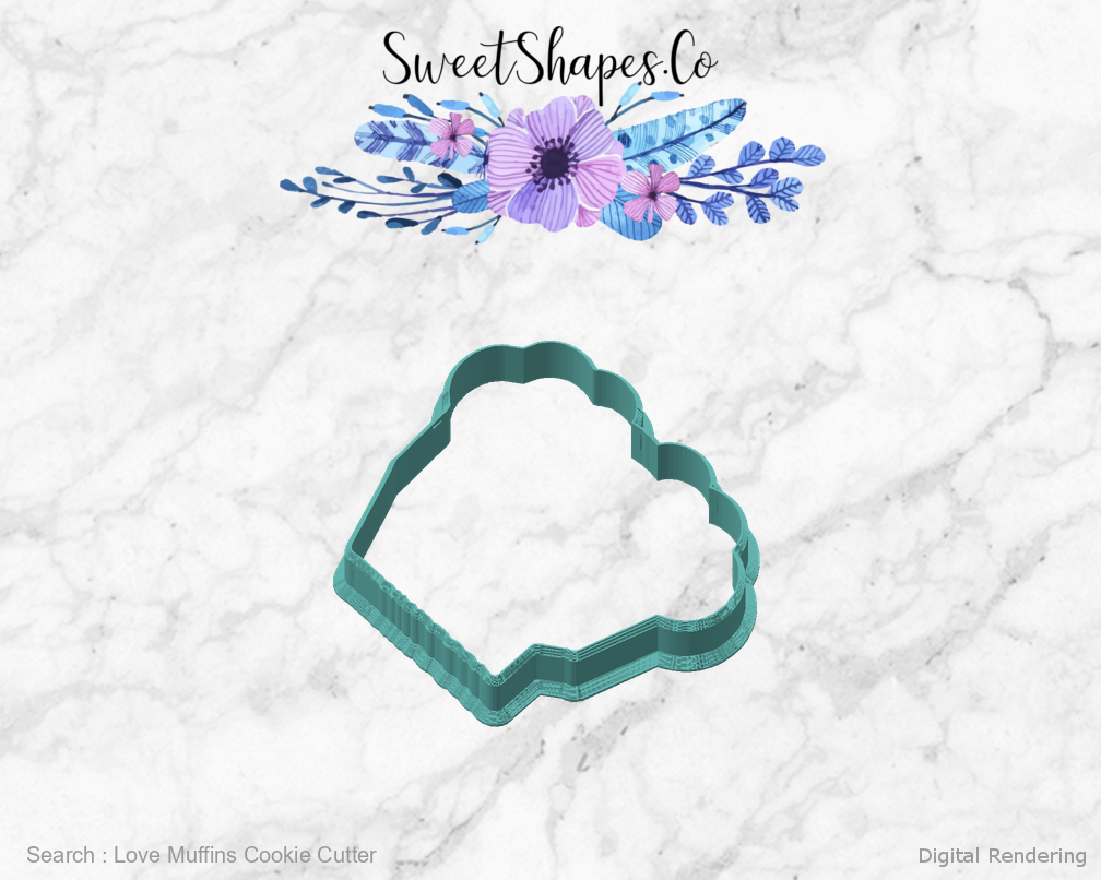 Love Muffins Cookie Cutter — angled front view
