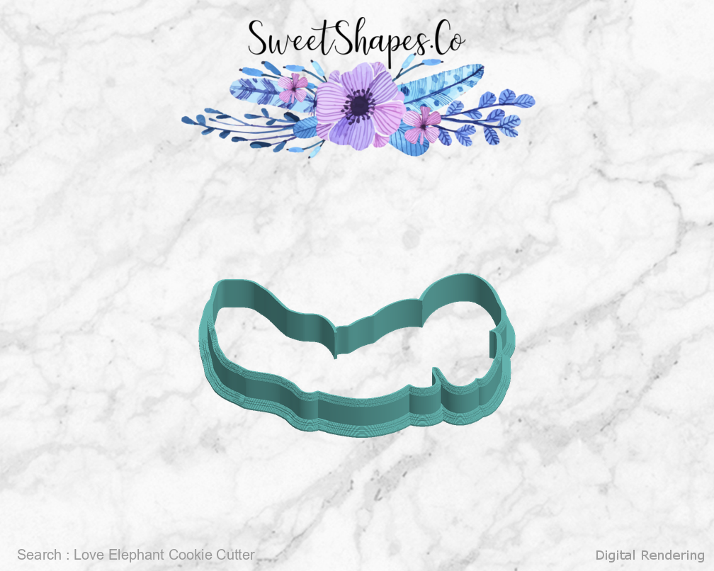 Love Elephant Cookie Cutter — left view