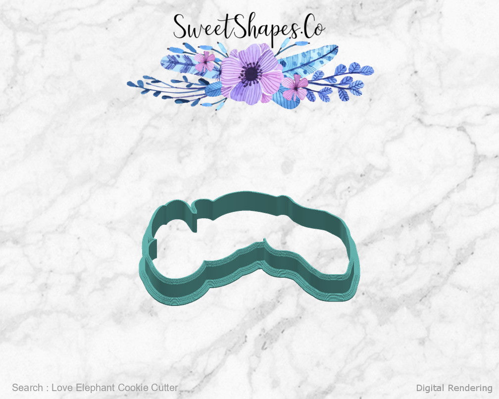 Love Elephant Cookie Cutter — right view