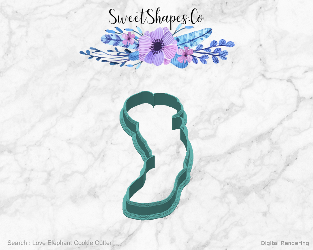 Love Elephant Cookie Cutter — back view