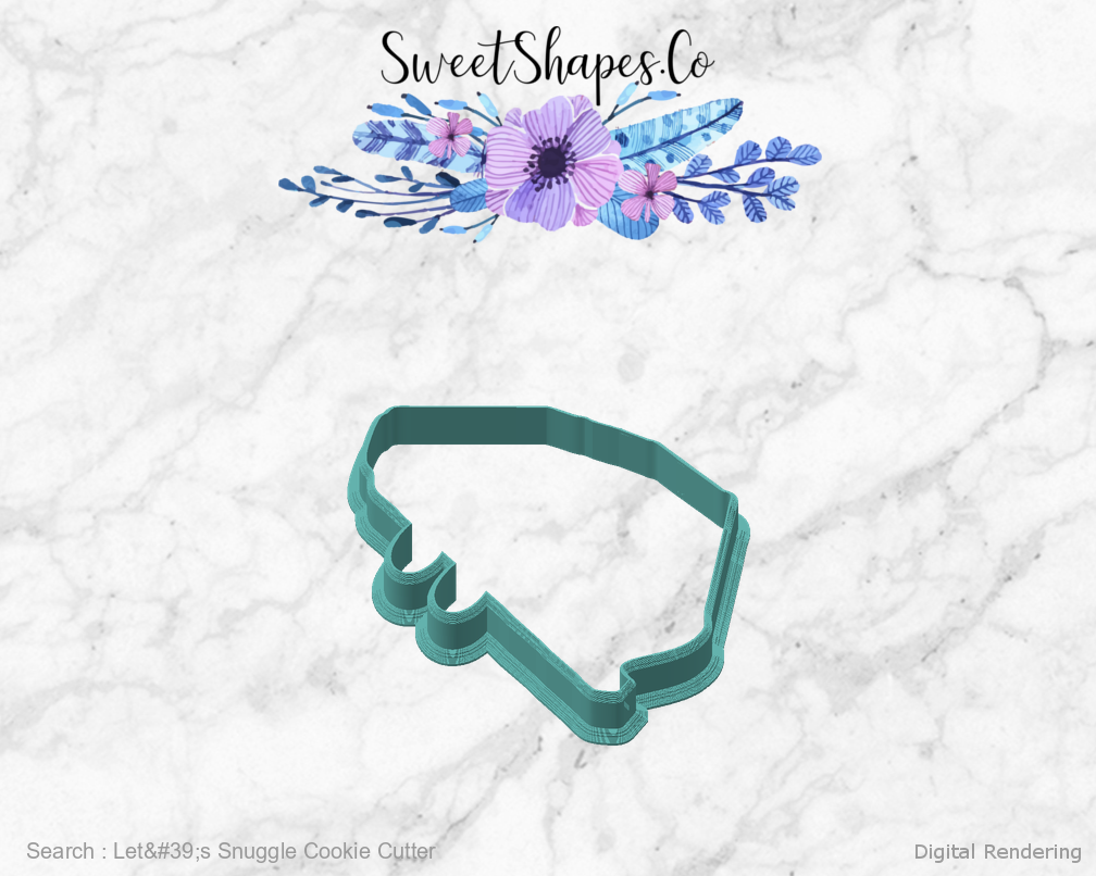 Let's Snuggle Cookie Cutter — angled front view