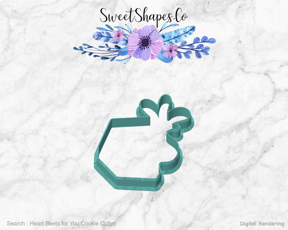 Heart Beets for You Cookie Cutter — front view