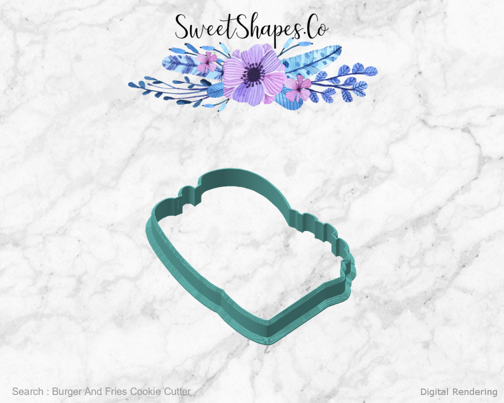 Burger And Fries Cookie Cutter — angled front view