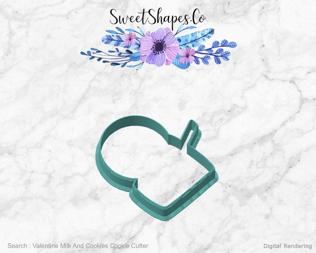 Valentine Milk And Cookies Cookie Cutter — angled front view