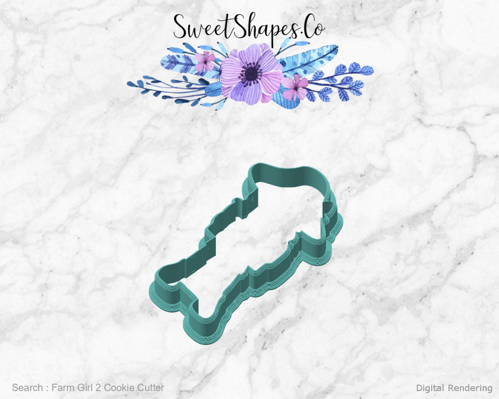 Farm Girl 2 Cookie Cutter — angled front view