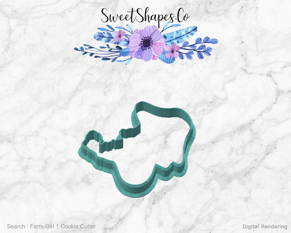 Farm Girl 1 Cookie Cutter — angled front view
