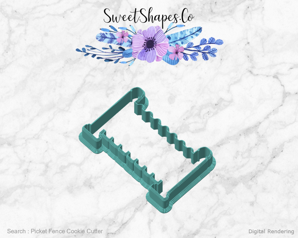 Picket Fence Cookie Cutter — angled front view