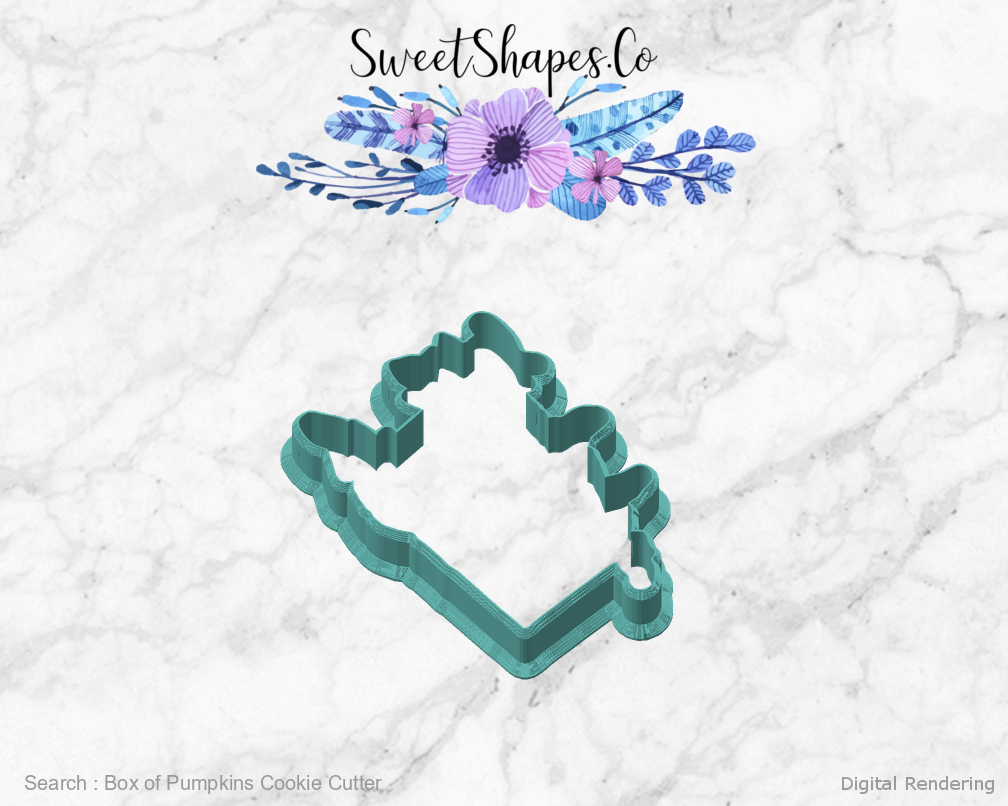 Box of Pumpkins Cookie Cutter — angled front view