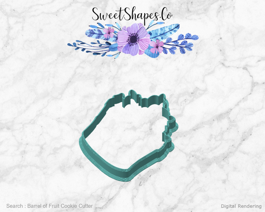 Barrel of Fruit Cookie Cutter — angled front view