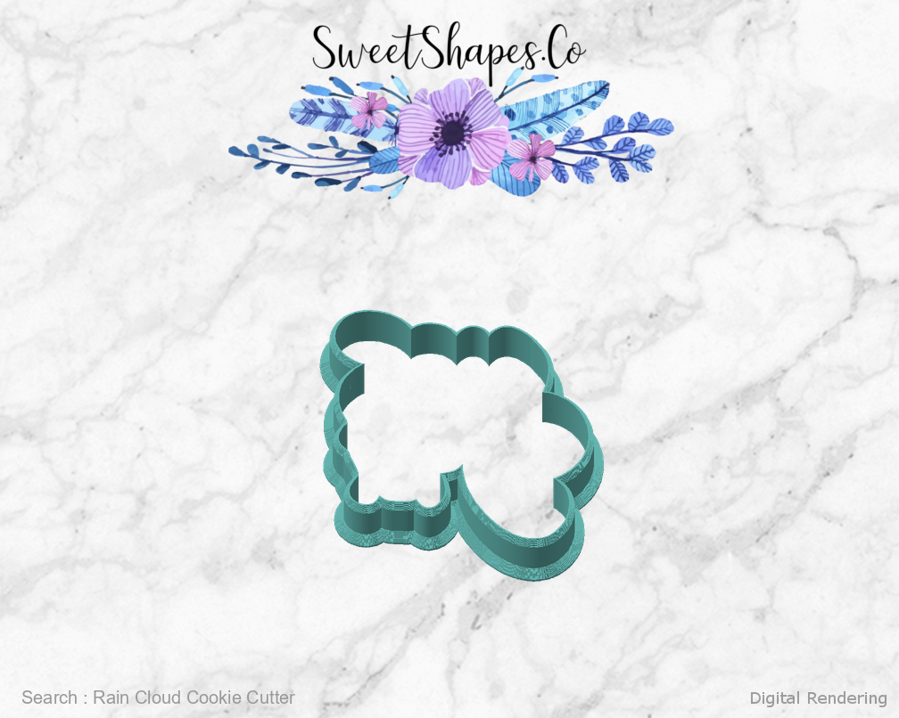 Rain Cloud Cookie Cutter — angled front view