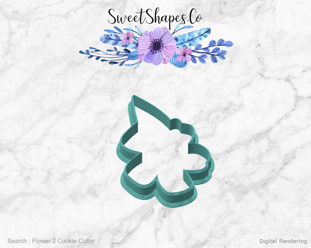 Flower 2 Cookie Cutter — angled front view